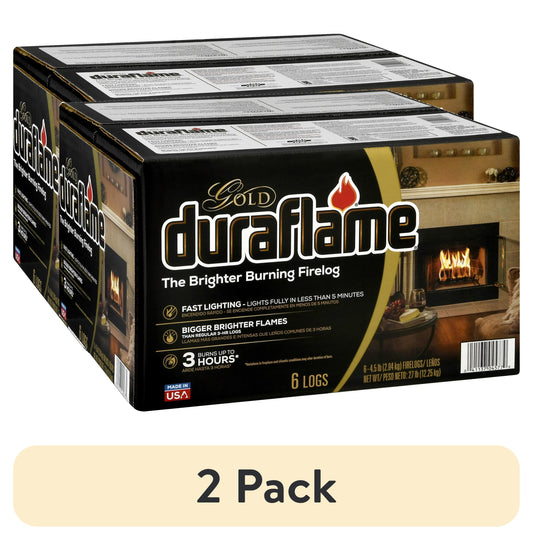 (2 pack) Duraflame Gold Ultra Premium 4.5 lb. Firelogs, 6-Pack Case, 3 Hour Burn